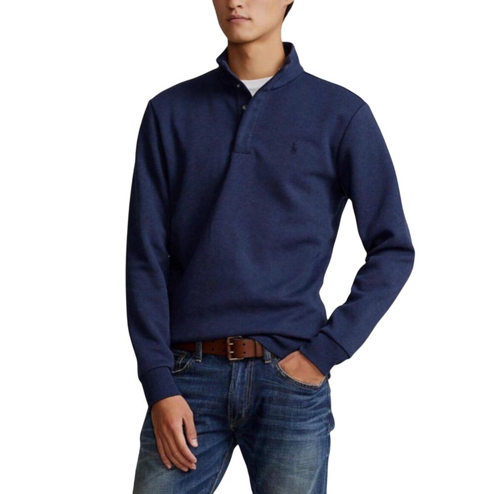 Polo Ralph Lauren Double Knit Quarter Snap Mock Neck Long Navy XXL